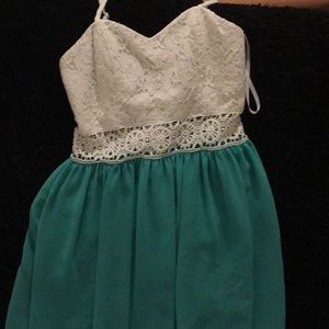 Teal and white dress